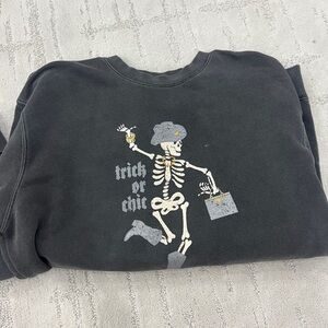 Skeleton Graphic Crew Neck Sweater - Black